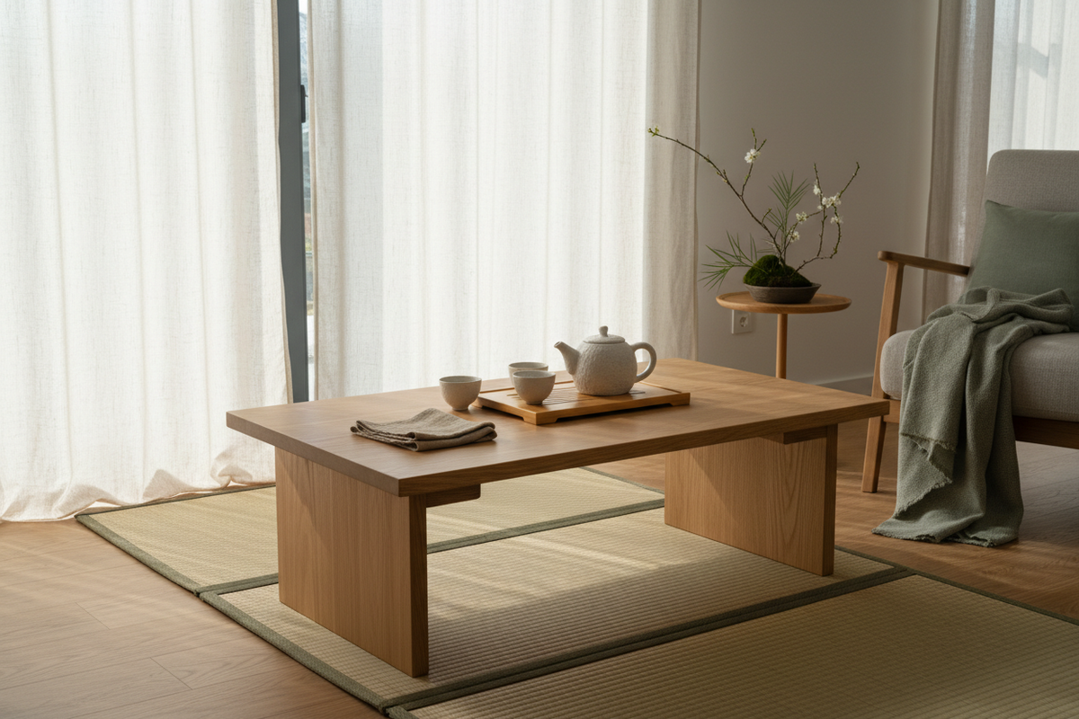 現代リビングにつくる、小さなお茶席