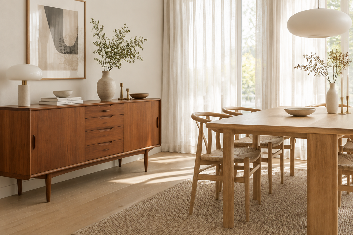 北欧ヴィンテージのチークを、現代のオークに合わせる