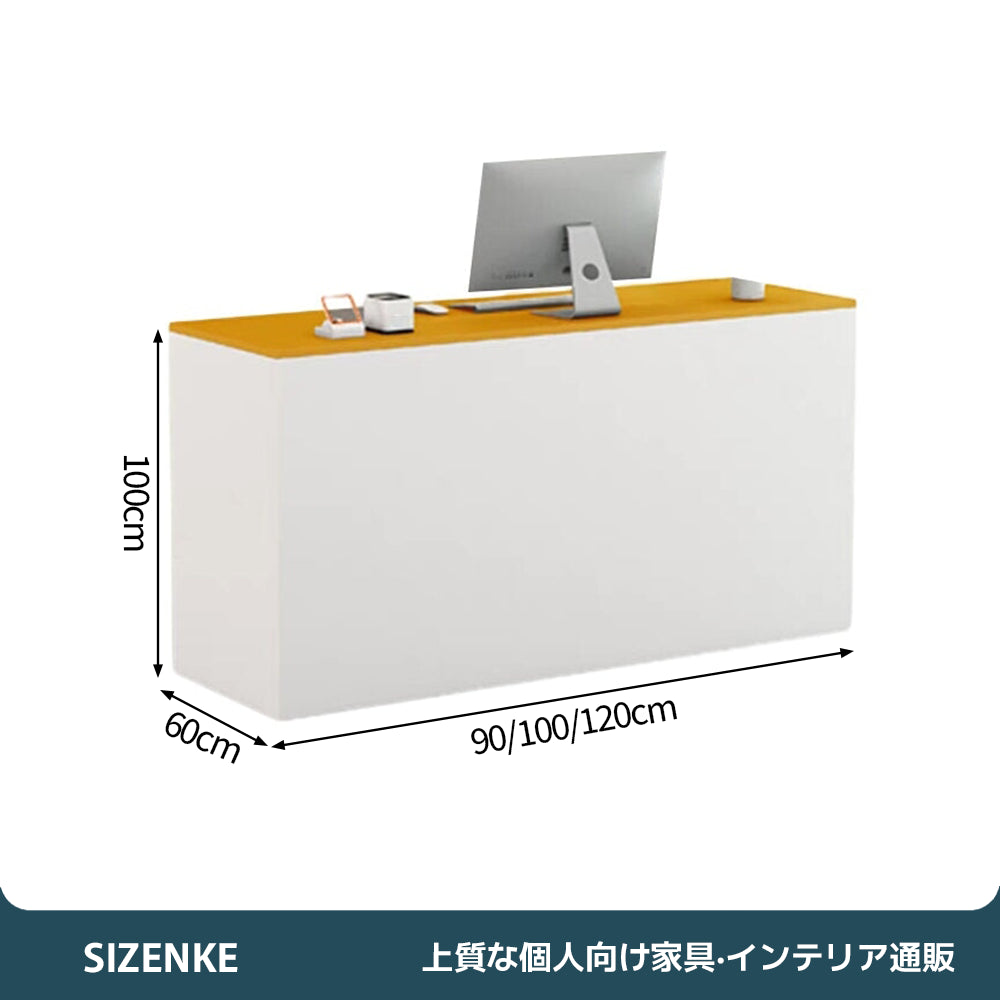 【受付カウンター】北欧風の温かい木目調デザイン 多機能収納・鍵付き引き出し 選べる32色×3サイズ