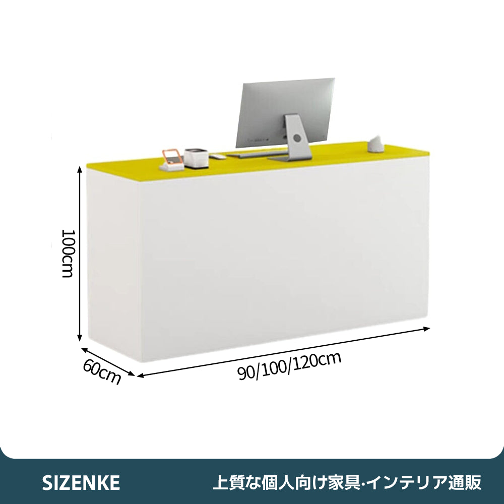 【受付カウンター】北欧風の温かい木目調デザイン 多機能収納・鍵付き引き出し 選べる32色×3サイズ