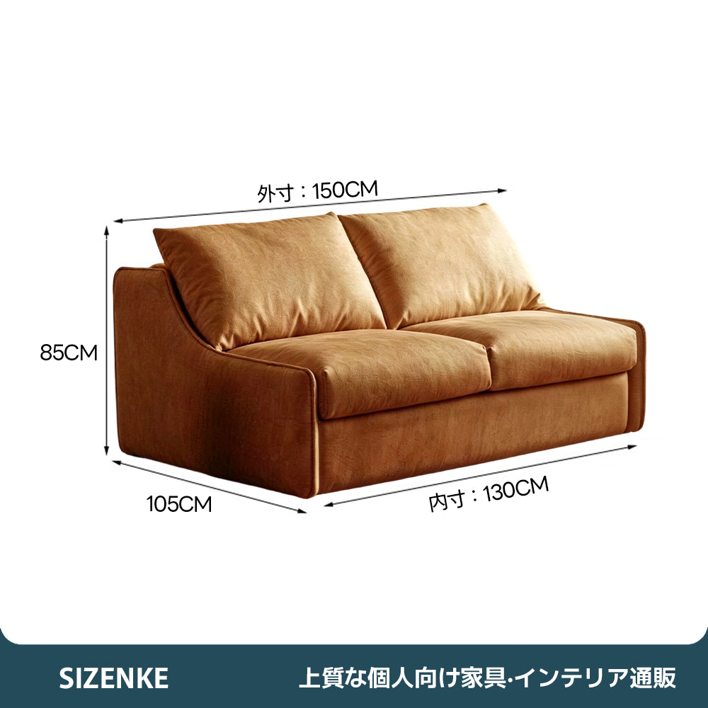 【ソファベッド】2 層構造クッション　独立コイルマット付き　ナチュラルファブリック　抗菌高反発ウレタン　6 カラー・複数サイズ選択可