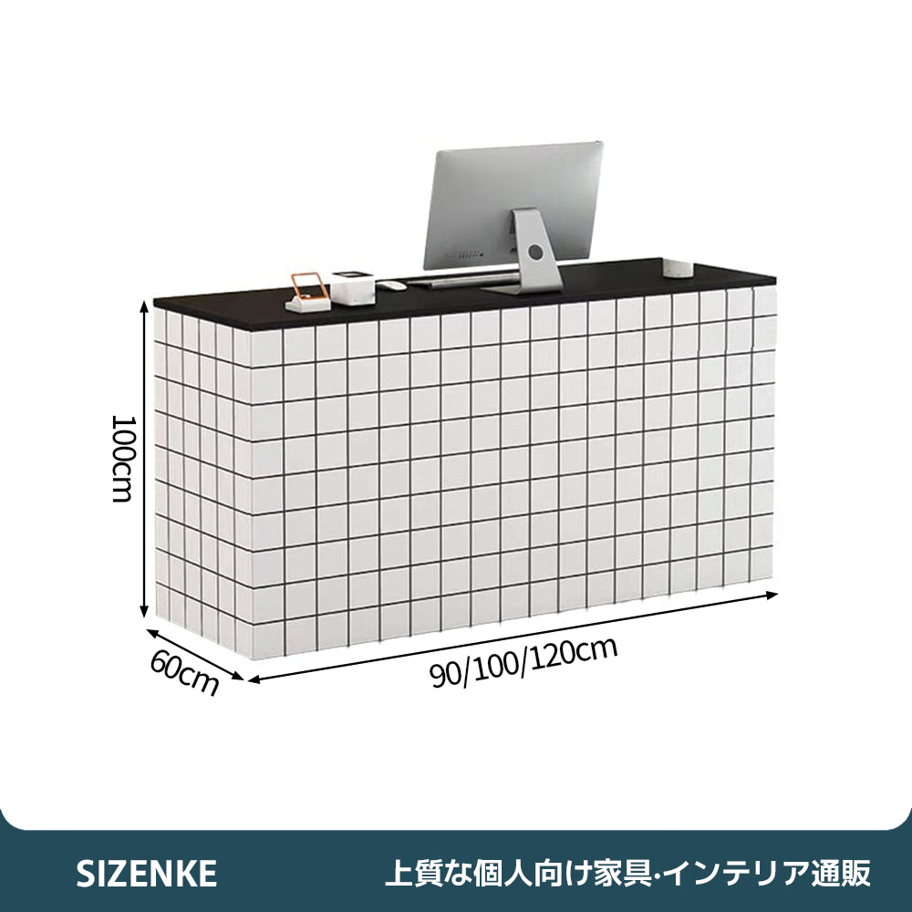 【受付カウンター】北欧風の温かい木目調デザイン 多機能収納・鍵付き引き出し 選べる32色×3サイズ