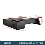 【エグゼクティブデスク】スタイリッシュな斜めパネル脚 50mm厚天板 選べる6サイズ・3色・大型キャビネットセット可