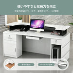 【受付カウンター】シックな大理石調デザイン PC収納・シリンダー錠付き 選べるサイズ
