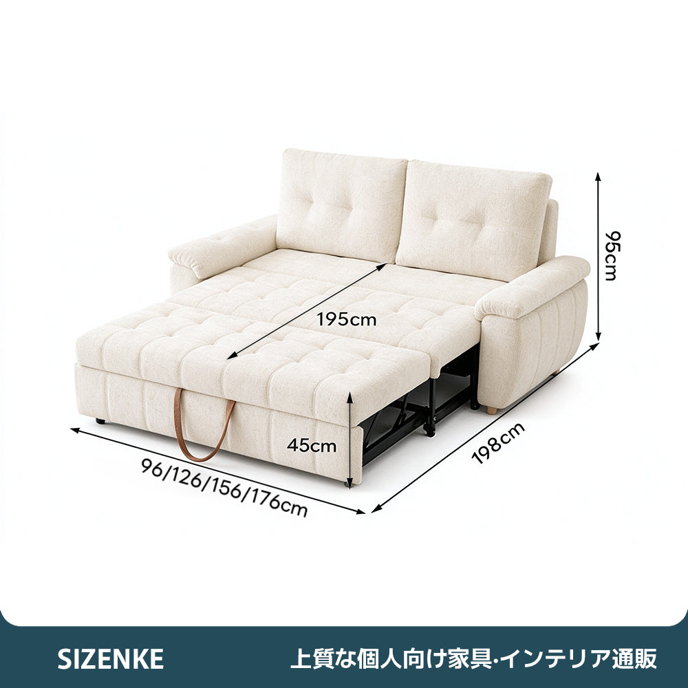 【ソファベッド】多機能　シェニール生地　高密度スポンジ　金属静音フレーム　5カラー・4サイズから選べる