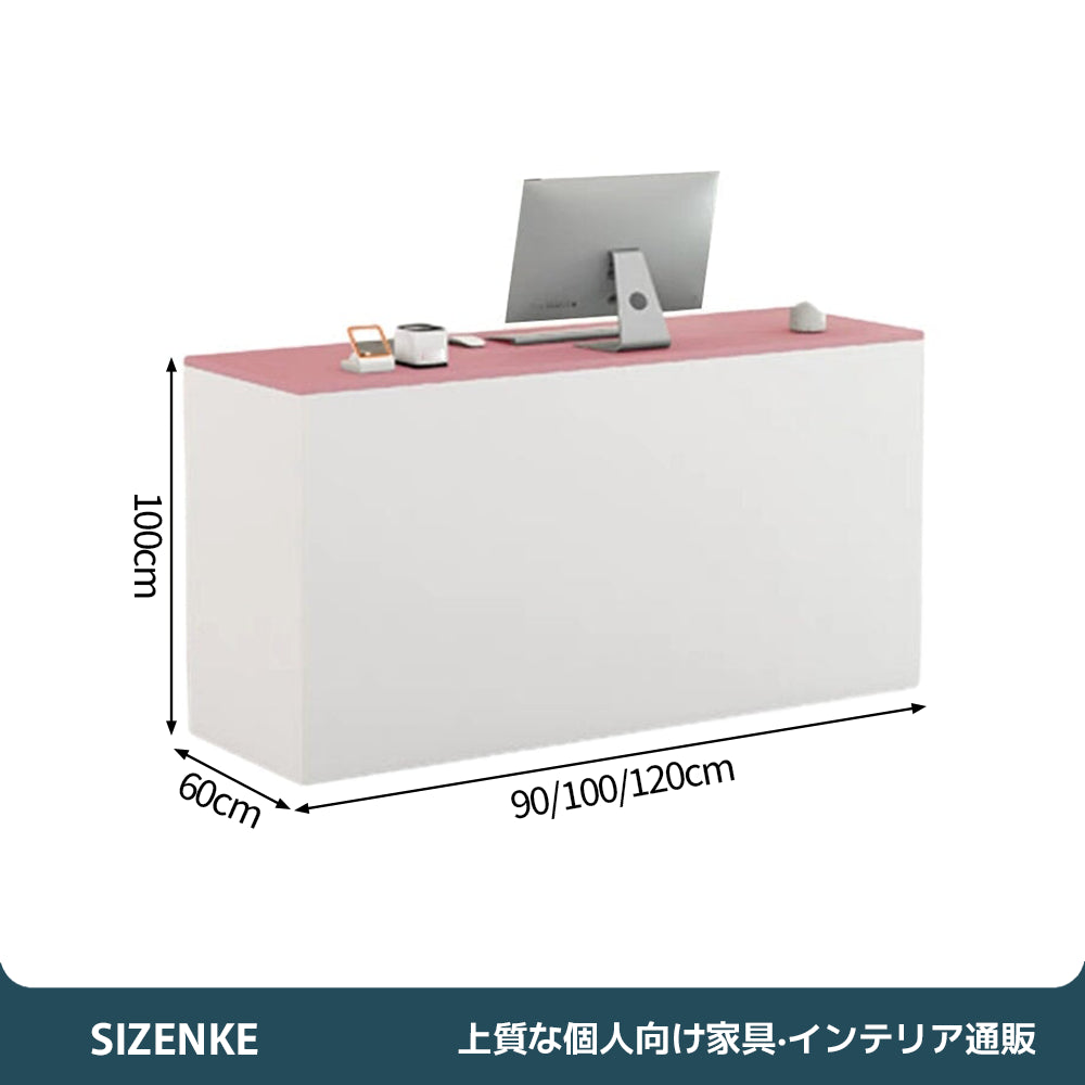 【受付カウンター】北欧風の温かい木目調デザイン 多機能収納・鍵付き引き出し 選べる32色×3サイズ