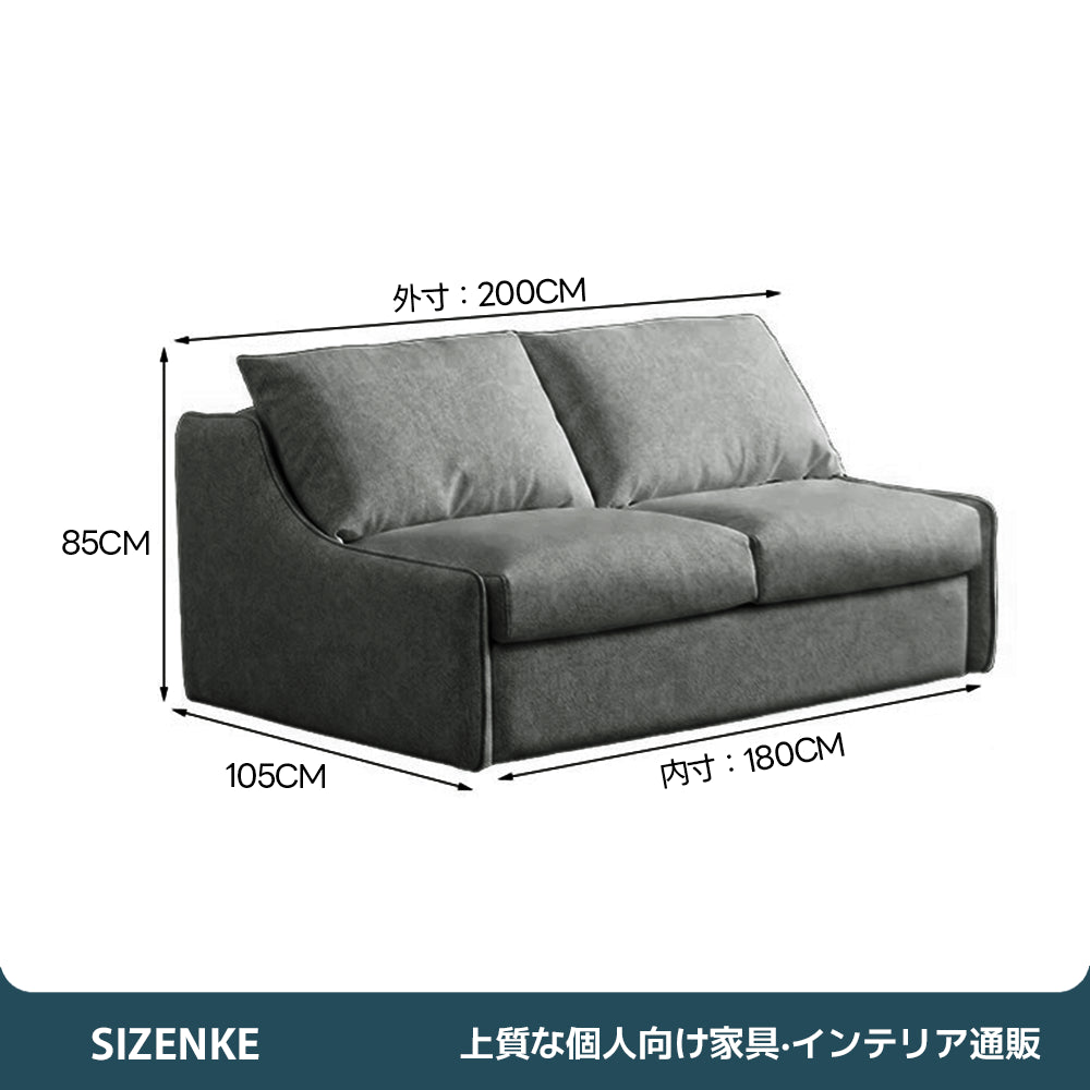 【ソファベッド】2 層構造クッション　独立コイルマット付き　ナチュラルファブリック　抗菌高反発ウレタン　6 カラー・複数サイズ選択可