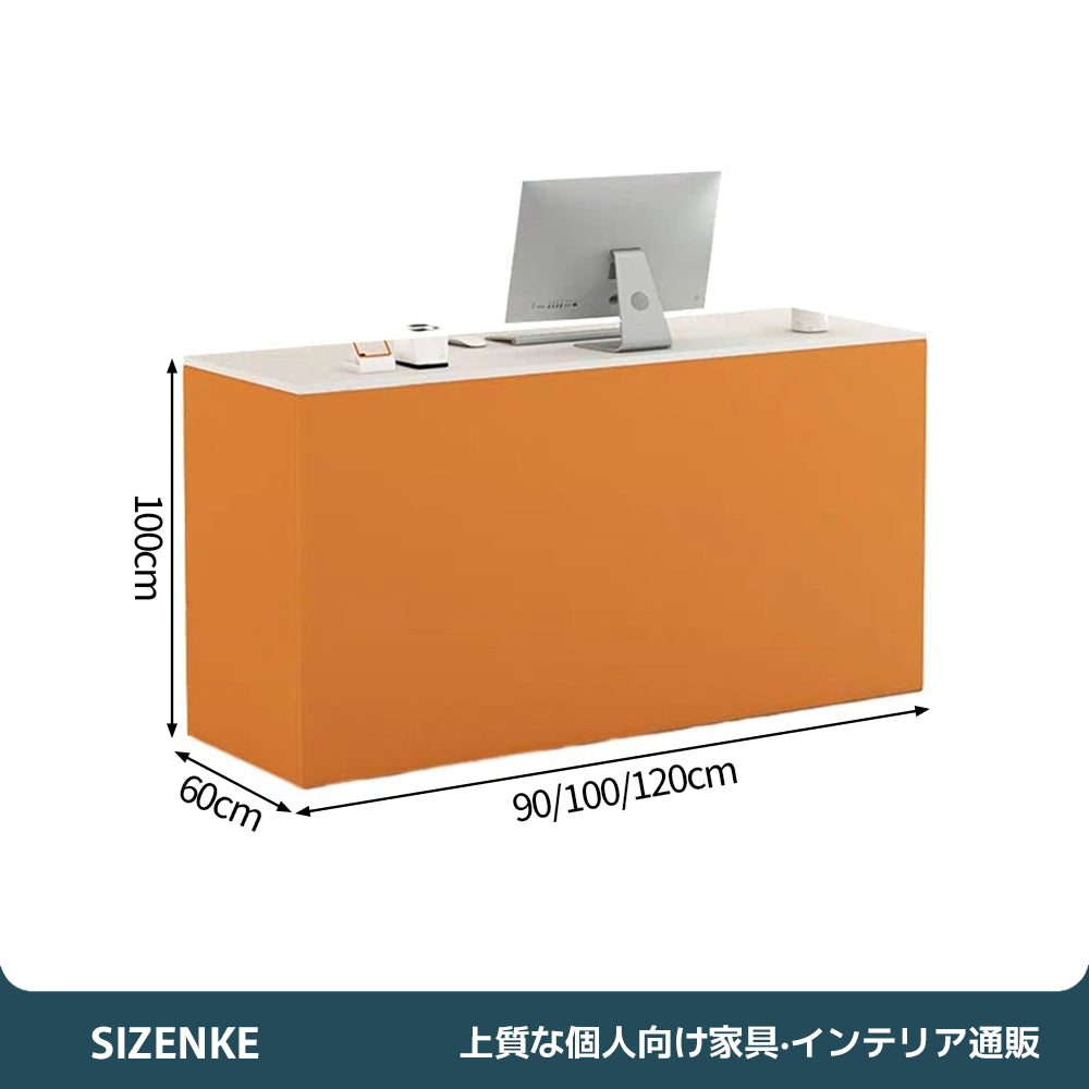 【受付カウンター】北欧風の温かい木目調デザイン 多機能収納・鍵付き引き出し 選べる32色×3サイズ