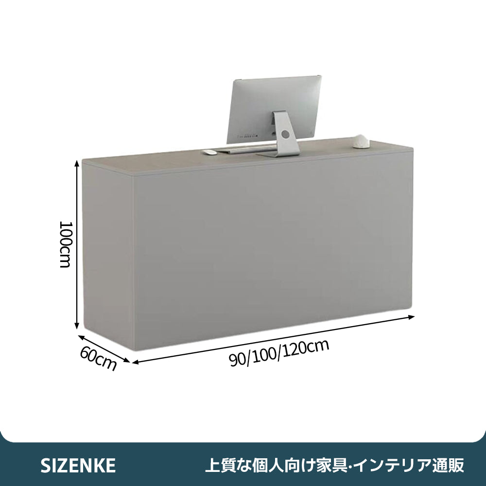 【受付カウンター】北欧風の温かい木目調デザイン 多機能収納・鍵付き引き出し 選べる32色×3サイズ