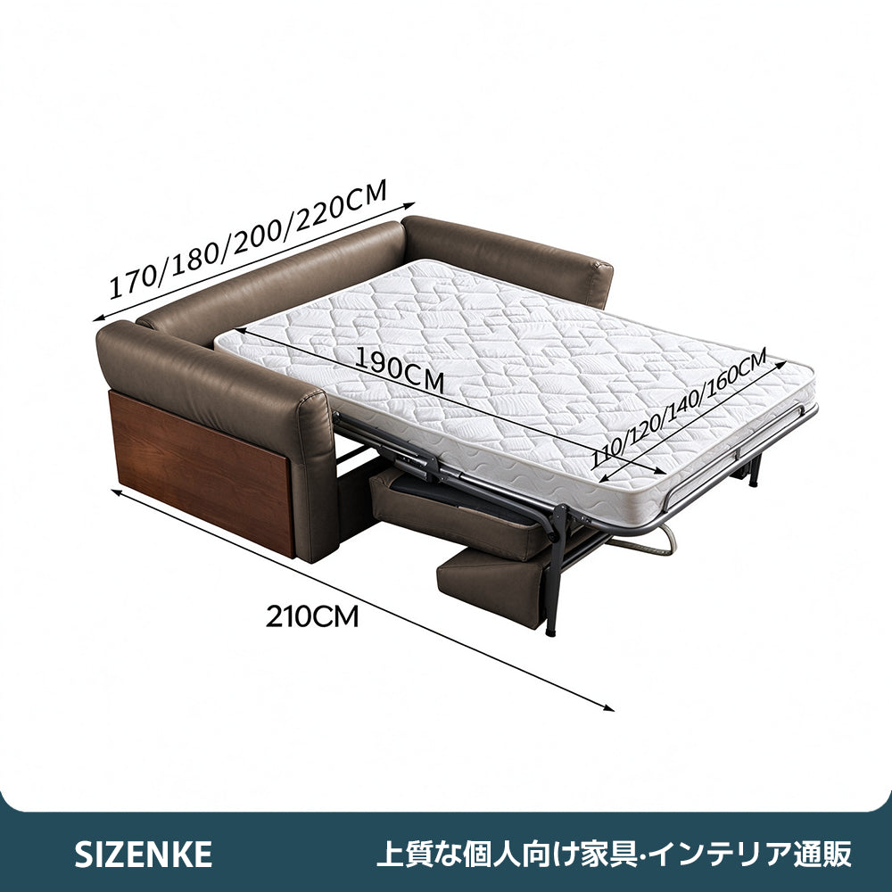 【ソファベッド】引き出し式 布張り 2.5 人掛け 簡単変形 マットレス付き リビング家具