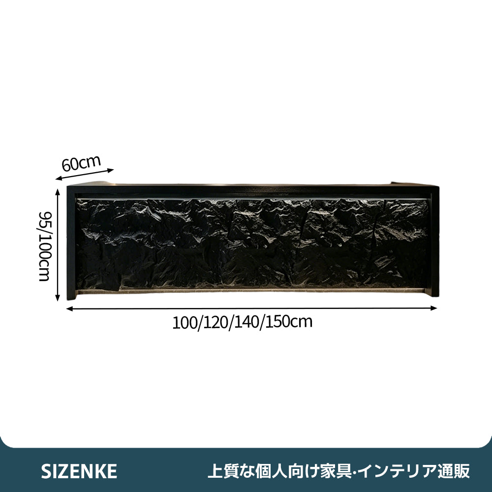 【受付カウンター】立体的な縦縞デザイン 大容量収納・鍵付き 選べる4サイズ 左右タイプ対応