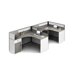 【オフィスデスク】L字型コーナー・パーテーション付き 豊富な35種以上の組合せ