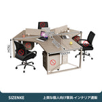 【パーテーション付きワークデスク】安定スチール脚・2.5cm厚天板 角丸加工・移動収納キャビネット付き 選べる3～10人用 オフィス・在宅用