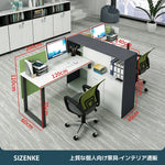 【オフィスデスク】一体型間仕切り + 大容量サイド収納キャビネット スチール頑丈フレーム 6 カラー展開多サイズ執務机
