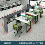 【オフィスデスク】一体型間仕切り + 大容量サイド収納キャビネット スチール頑丈フレーム 6 カラー展開多サイズ執務机