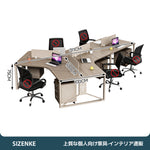 【パーテーション付きワークデスク】安定スチール脚・2.5cm厚天板 角丸加工・移動収納キャビネット付き 選べる3～10人用 オフィス・在宅用