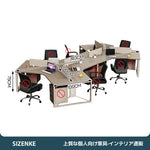 【パーテーション付きワークデスク】安定スチール脚・2.5cm厚天板 角丸加工・移動収納キャビネット付き 選べる3～10人用 オフィス・在宅用