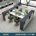 【オフィスデスク】一体型間仕切り + 大容量サイド収納キャビネット スチール頑丈フレーム 6 カラー展開多サイズ執務机