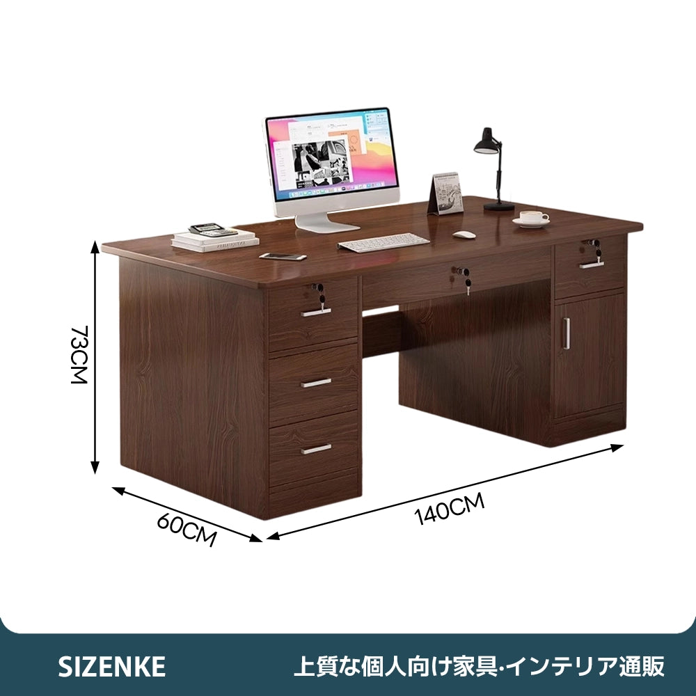 【PC収納キャビネット付きデスク】パソコン本体収納・デスク周りすっきり 角丸加工・安定接地設計 オフィス・在宅用