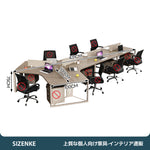 【パーテーション付きワークデスク】安定スチール脚・2.5cm厚天板 角丸加工・移動収納キャビネット付き 選べる3～10人用 オフィス・在宅用