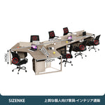 【パーテーション付きワークデスク】安定スチール脚・2.5cm厚天板 角丸加工・移動収納キャビネット付き 選べる3～10人用 オフィス・在宅用