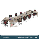 【パーテーション付きワークデスク】安定スチール脚・2.5cm厚天板 角丸加工・移動収納キャビネット付き 選べる3～10人用 オフィス・在宅用