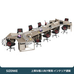 【パーテーション付きワークデスク】安定スチール脚・2.5cm厚天板 角丸加工・移動収納キャビネット付き 選べる3～10人用 オフィス・在宅用
