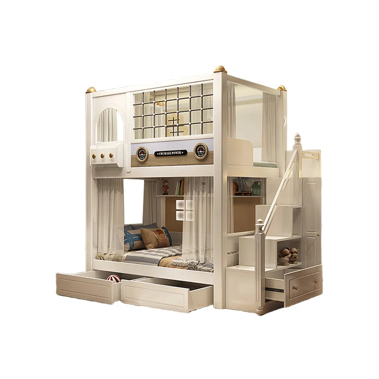 【70mm太角柱二段ベッド】ラバーウッドフレーム・耐荷重性抜群 高安定設計 子供部屋用安全ベッド