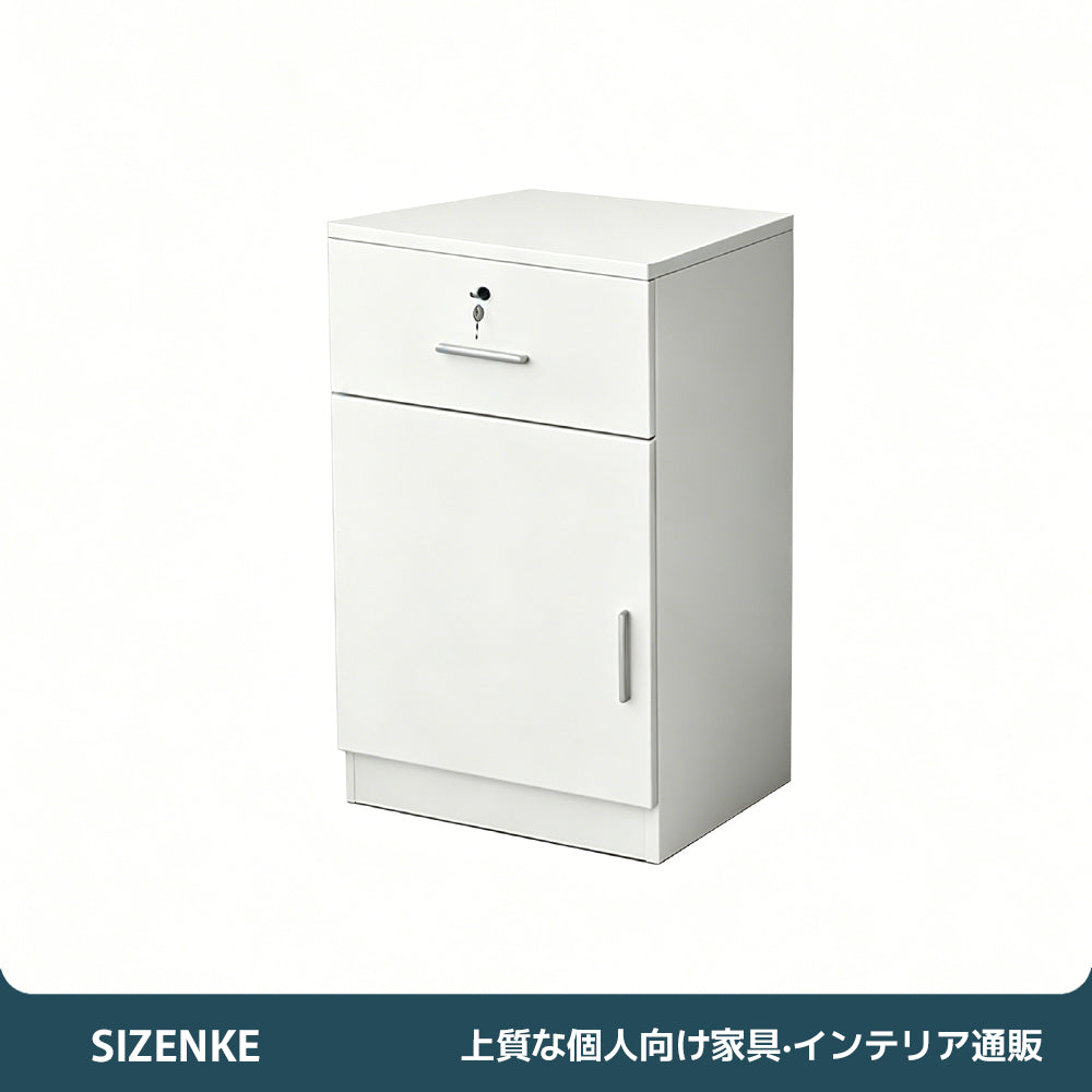 【受付カウンター】シックな大理石調デザイン PC収納・シリンダー錠付き 選べるサイズ