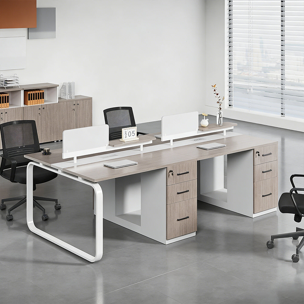 【オフィスデスク】高機能 モダンデザイン 選べる3サイズ（2人用/4人用/6人用）